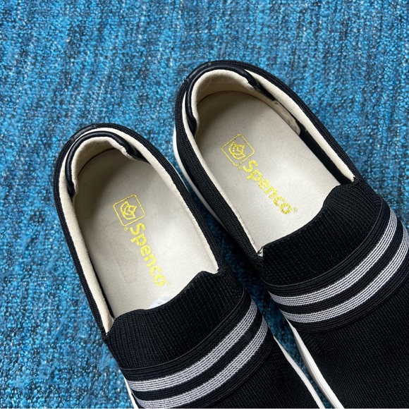 Spenco Orthotic Mesh Knit Slip On Casual Shoes in Black WIDE Width - Picture 5 of 9